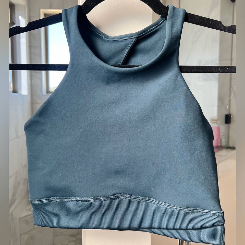 Nike High Neck Sports Bra in Armory Navy